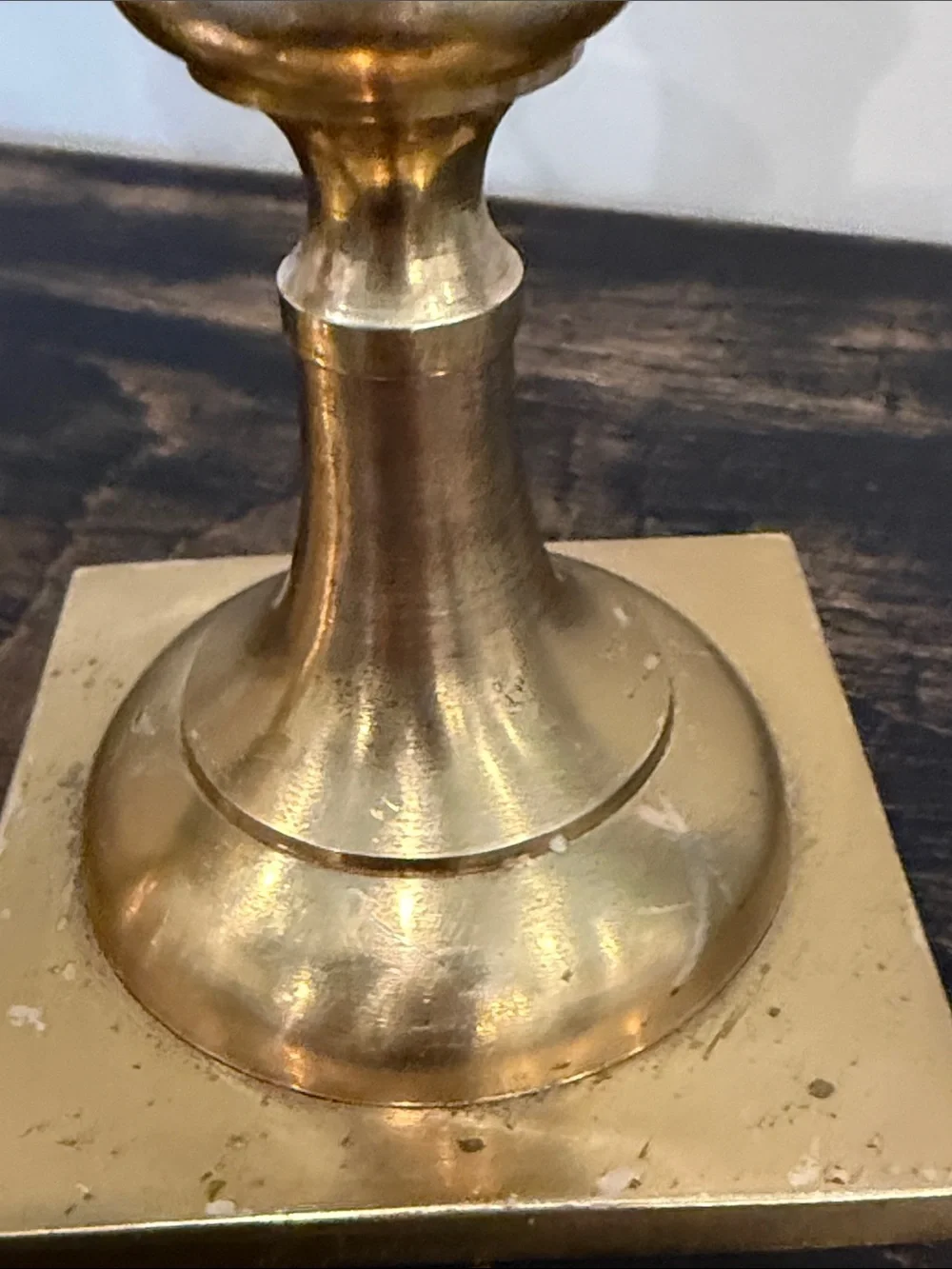 Vintage  Brass Candlesticks Pair Square Base Made in Japan Mid Century